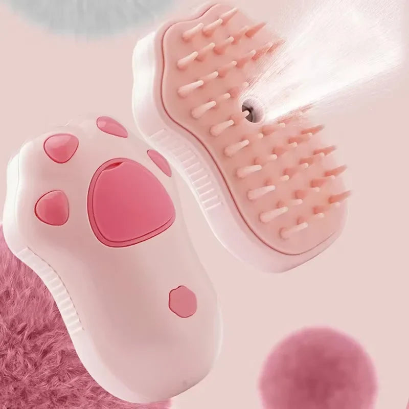 Petvela 3-in-1 Fellbürste in Rosa – Pfoten-Design